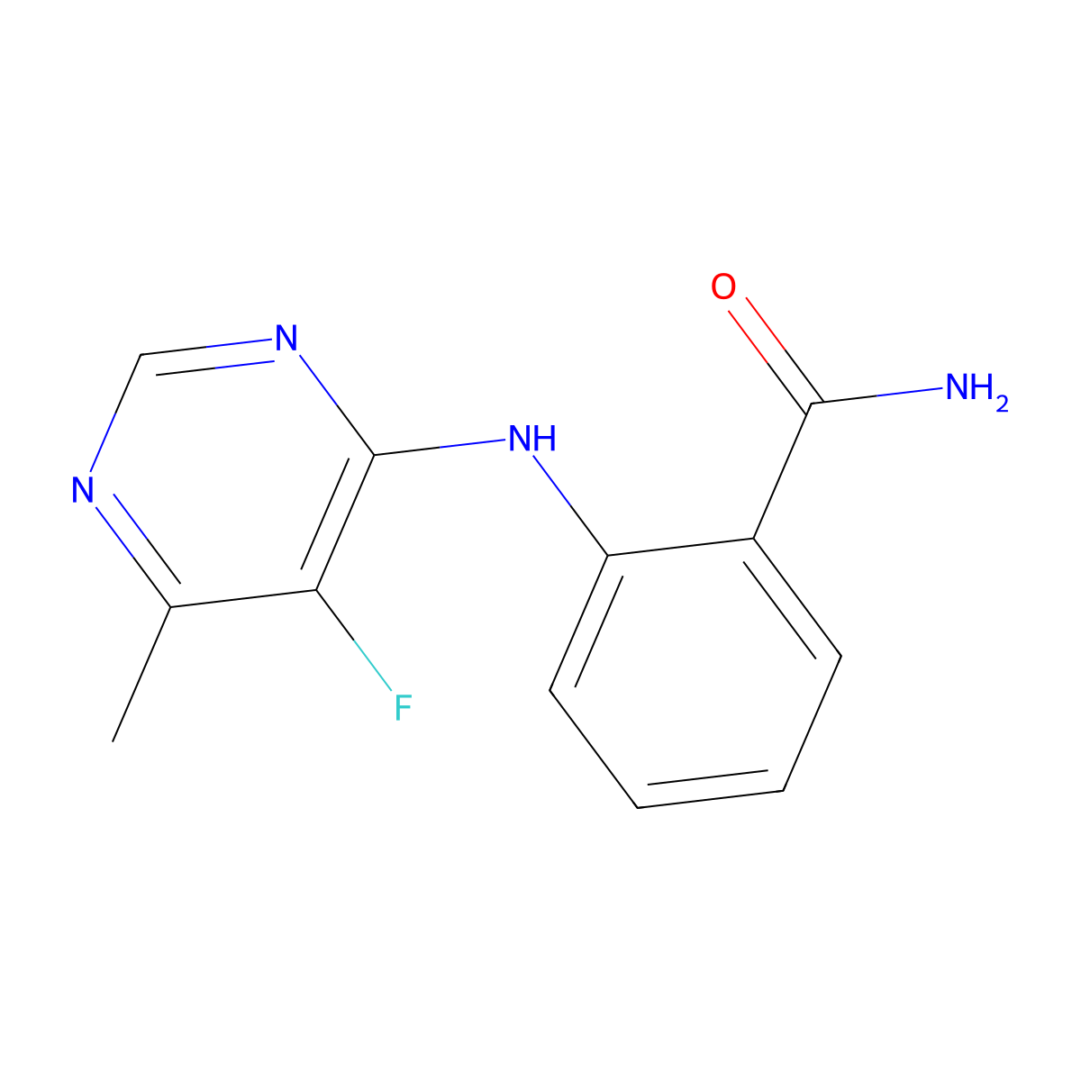 2-[(5-Fluoro-6-methylpyrimidin-4-yl)amino]benzamide molecular structure, CAS 2415568-95-3