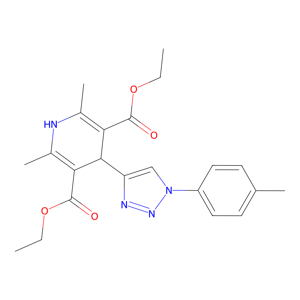 3,5-diethyl 2,6-dimethyl-4-[1-(4-methylphenyl)-1H-1,2,3-triazol-4-yl]-1,4-dihydropyridine-3,5-dicarboxylate molecular structure, CAS 2415568-97-5