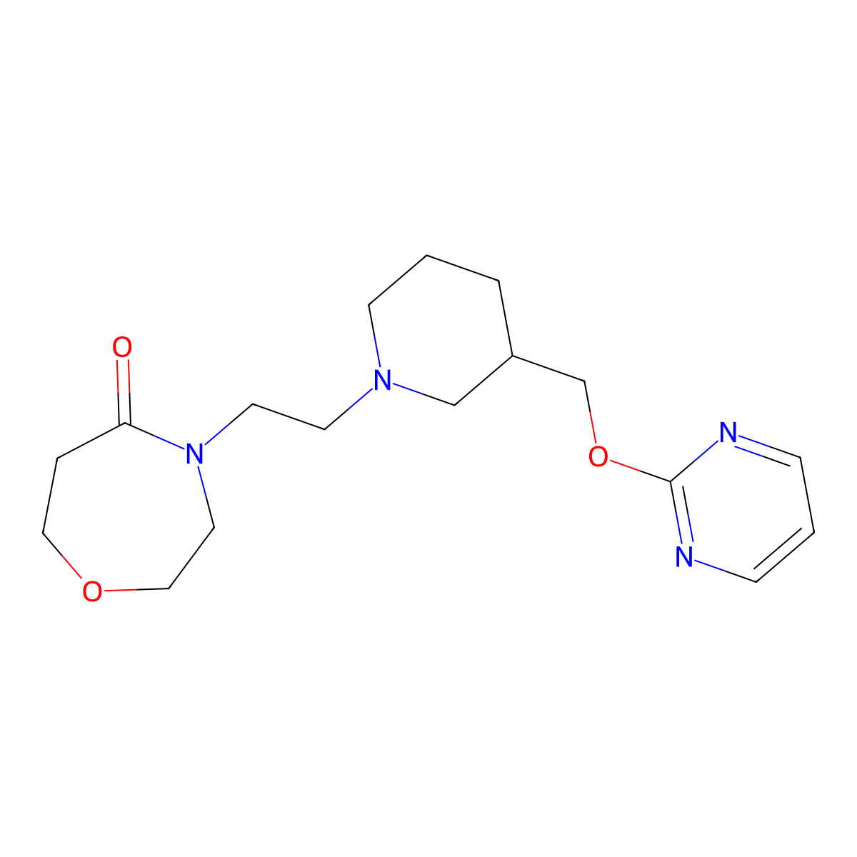4-(2-{3-[(Pyrimidin-2-yloxy)methyl]piperidin-1-yl}ethyl)-1,4-oxazepan-5-one molecular structure, CAS 2415568-99-7