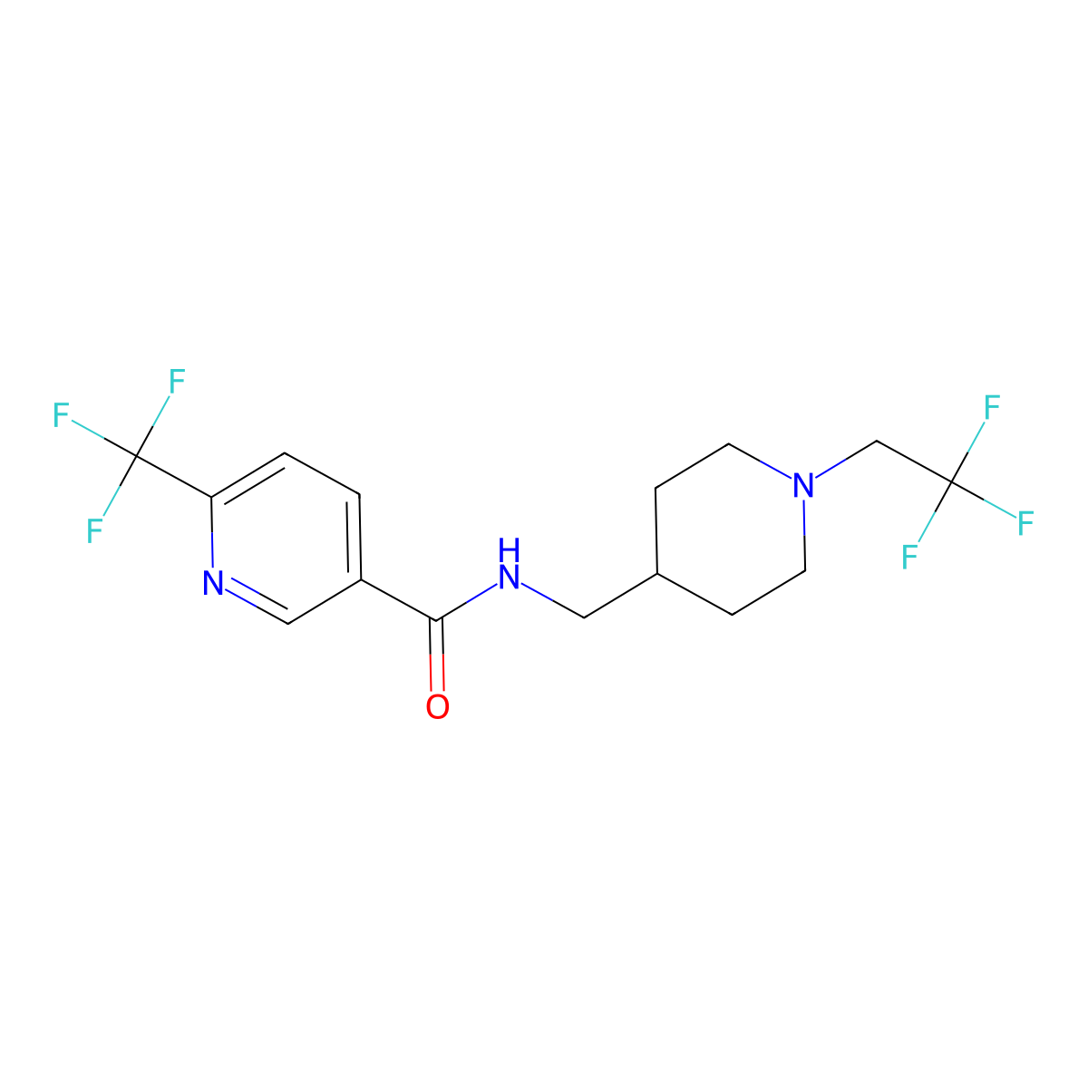 N-{[1-(2,2,2-trifluoroethyl)piperidin-4-yl]methyl}-6-(trifluoromethyl)pyridine-3-carboxamide molecular structure, CAS 2415569-05-8