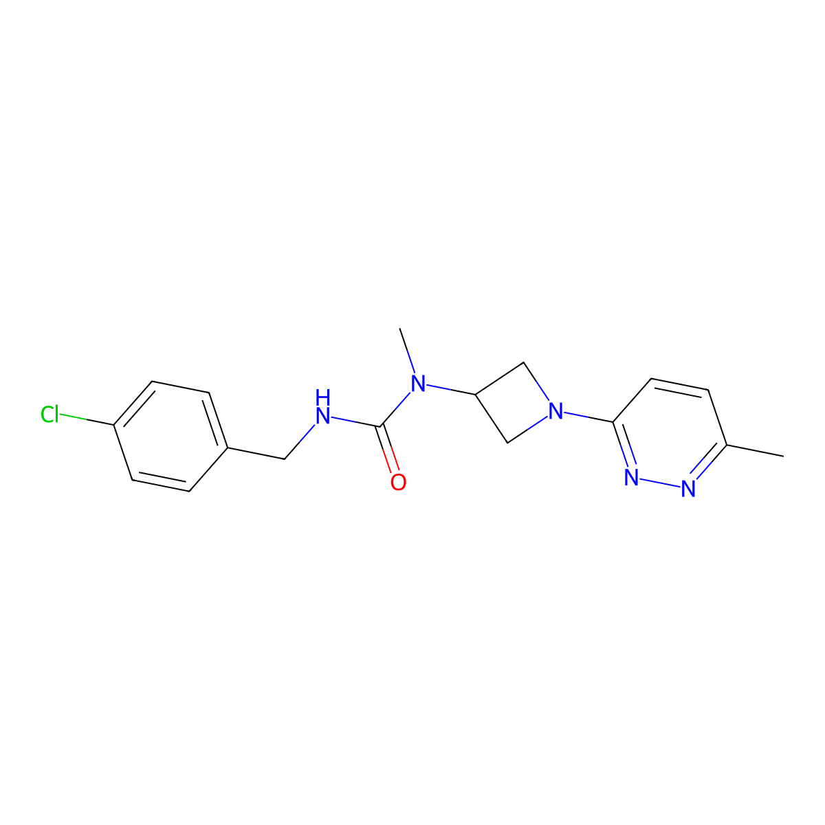 1-[(4-Chlorophenyl)methyl]-3-methyl-3-[1-(6-methylpyridazin-3-yl)azetidin-3-yl]urea molecular structure, CAS 2415569-12-7