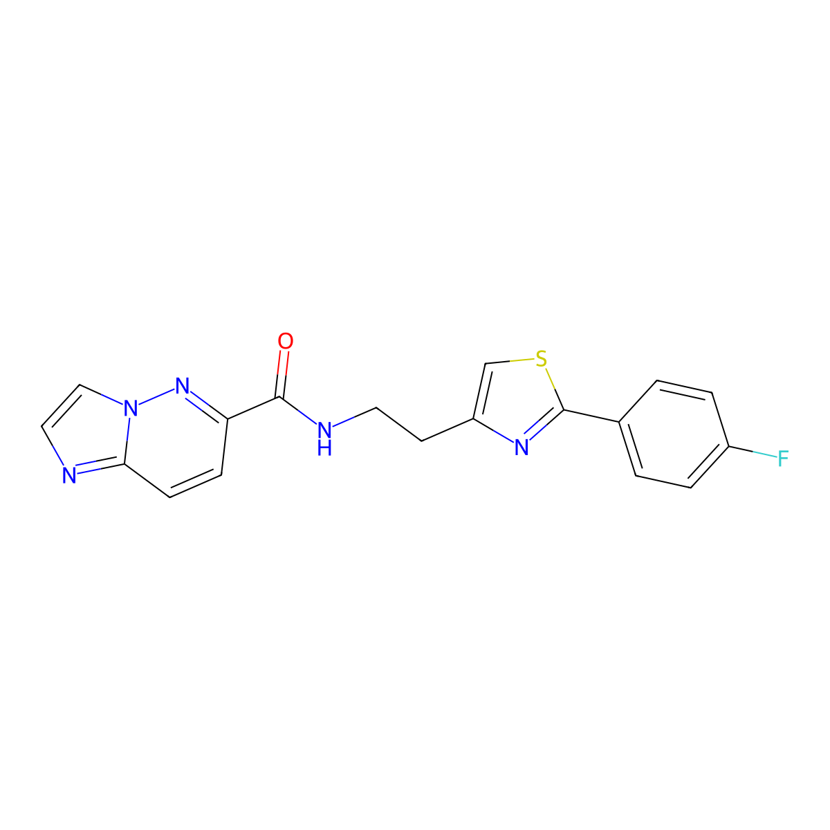 N-{2-[2-(4-fluorophenyl)-1,3-thiazol-4-yl]ethyl}imidazo[1,2-b]pyridazine-6-carboxamide molecular structure, CAS 2415569-15-0