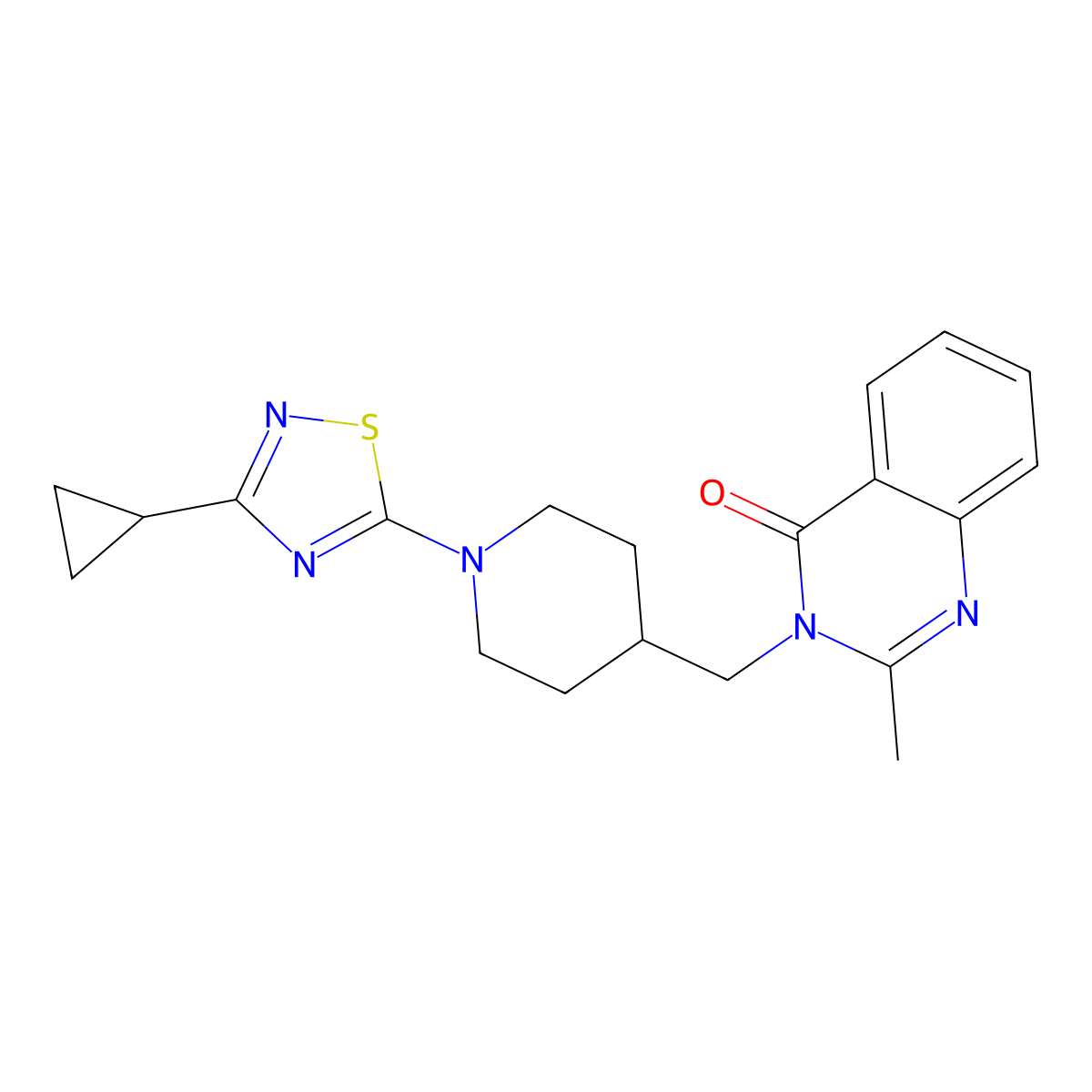 3-{[1-(3-Cyclopropyl-1,2,4-thiadiazol-5-yl)piperidin-4-yl]methyl}-2-methyl-3,4-dihydroquinazolin-4-one molecular structure, CAS 2415569-18-3