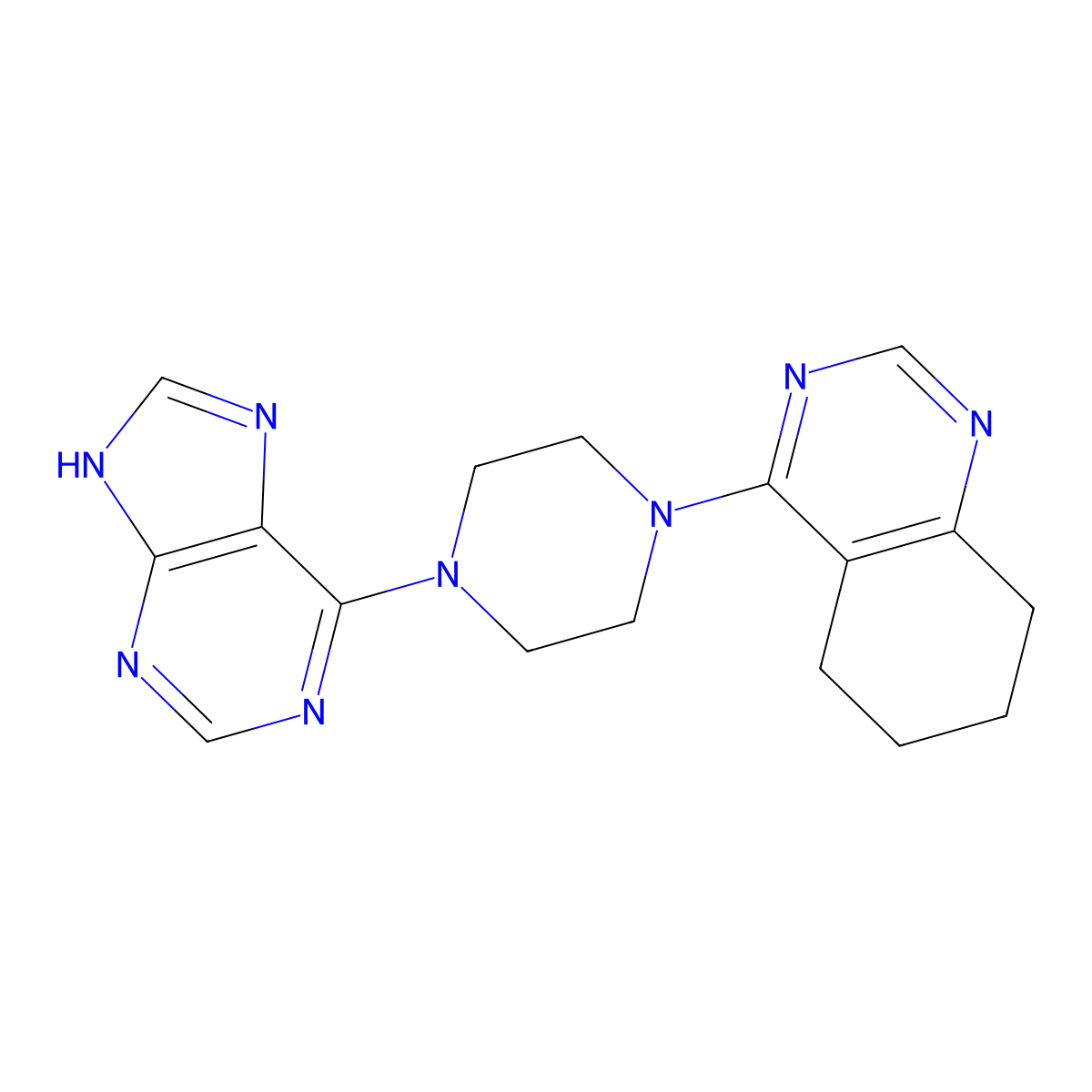 4-[4-(9H-purin-6-yl)piperazin-1-yl]-5,6,7,8-tetrahydroquinazoline molecular structure, CAS 2415569-26-3