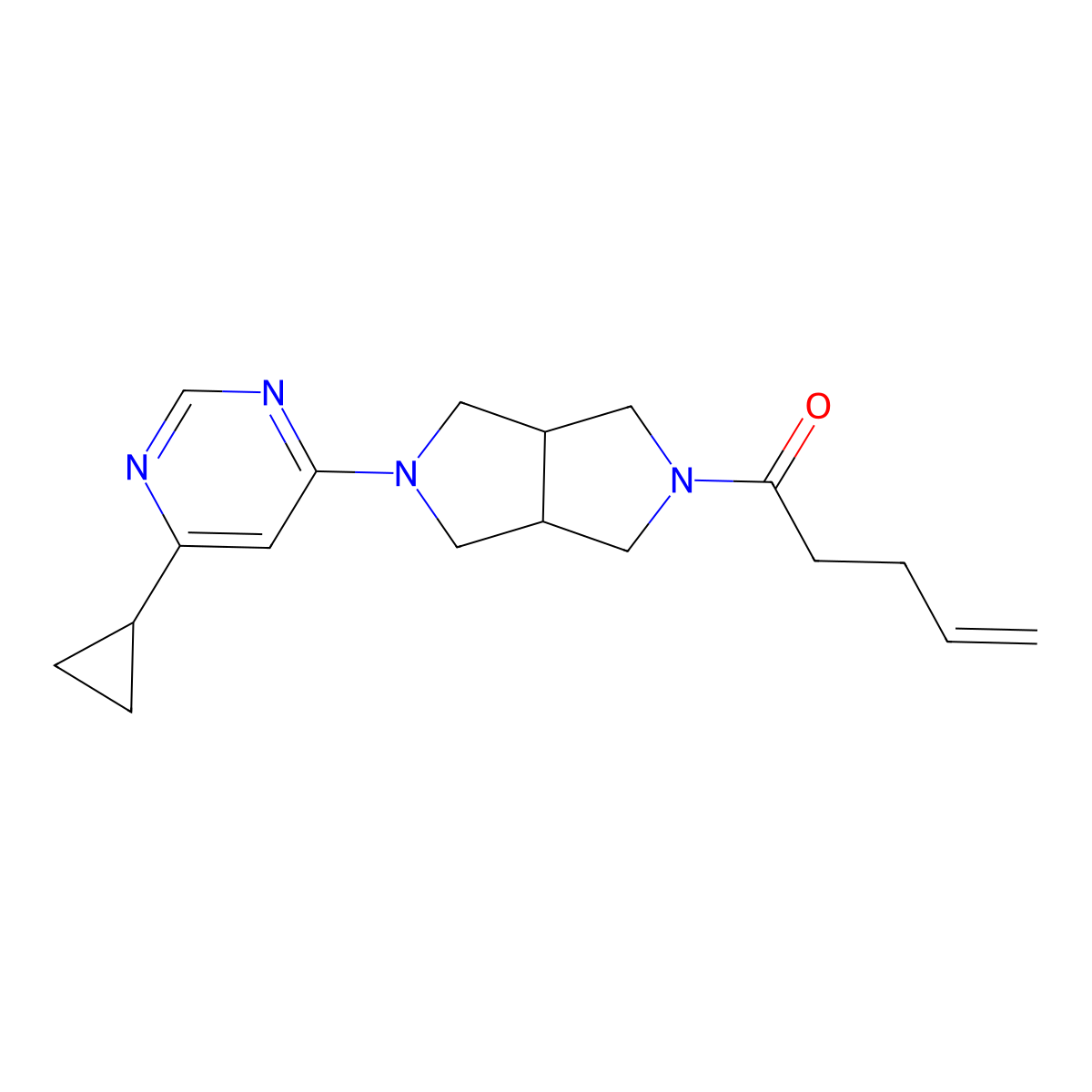 1-[5-(6-Cyclopropylpyrimidin-4-yl)-octahydropyrrolo[3,4-c]pyrrol-2-yl]pent-4-en-1-one molecular structure, CAS 2415569-31-0