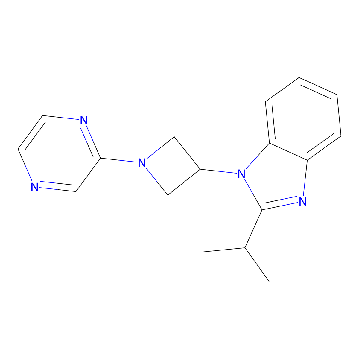2-(propan-2-yl)-1-[1-(pyrazin-2-yl)azetidin-3-yl]-1H-1,3-benzodiazole molecular structure, CAS 2415569-34-3