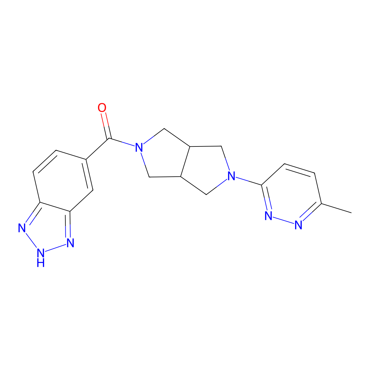 5-[5-(6-methylpyridazin-3-yl)-octahydropyrrolo[3,4-c]pyrrole-2-carbonyl]-1H-1,2,3-benzotriazole molecular structure, CAS 2415569-35-4
