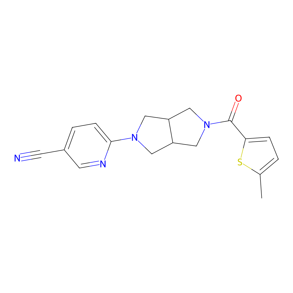 6-[5-(5-Methylthiophene-2-carbonyl)-1,3,3a,4,6,6a-hexahydropyrrolo[3,4-c]pyrrol-2-yl]pyridine-3-carbonitrile molecular structure, CAS 2415569-41-2