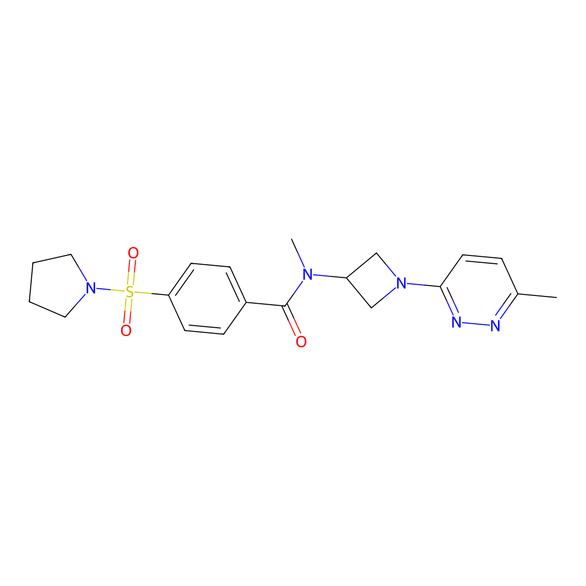 N-methyl-N-[1-(6-methylpyridazin-3-yl)azetidin-3-yl]-4-(pyrrolidine-1-sulfonyl)benzamide molecular structure, CAS 2415569-43-4