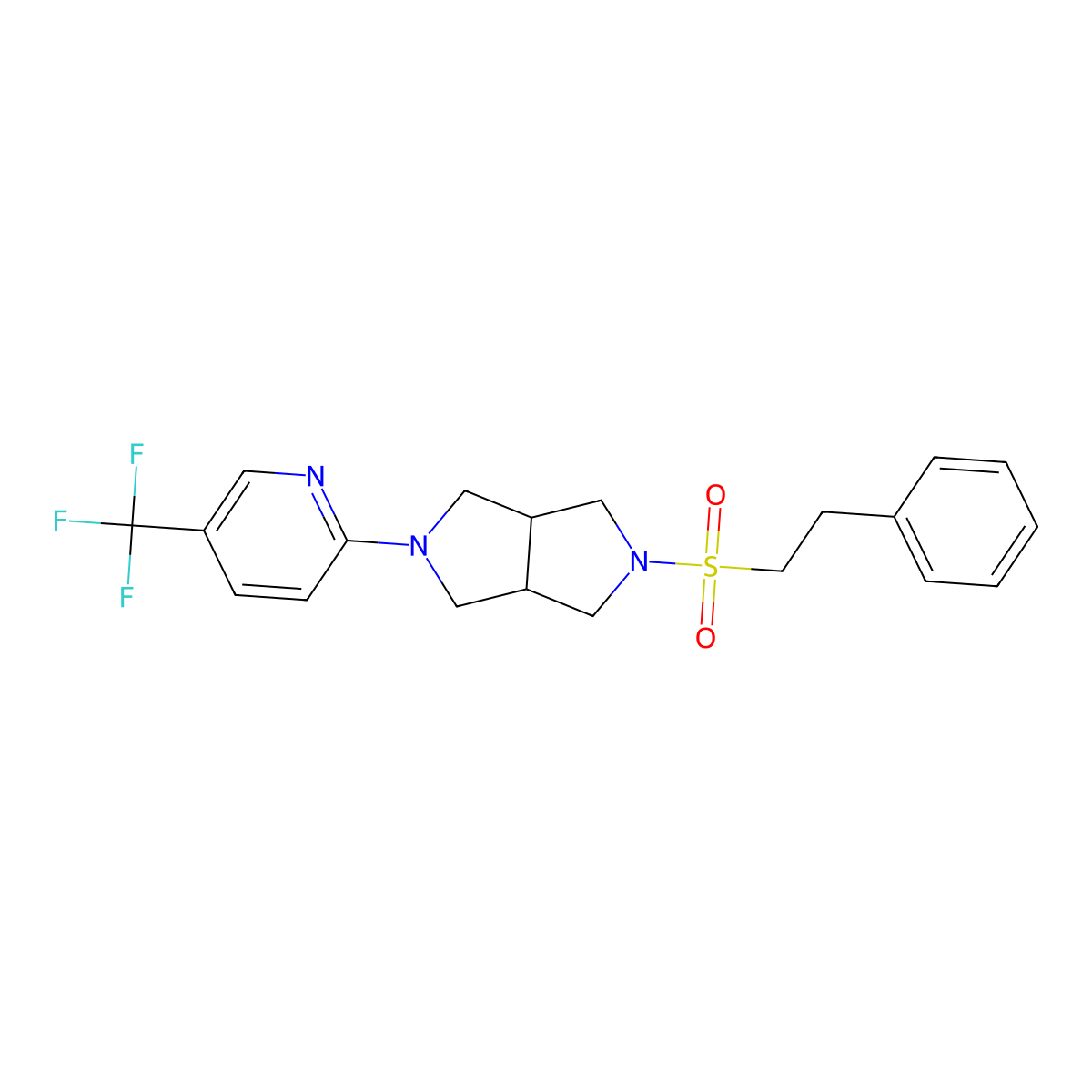 2-[5-(2-Phenylethanesulfonyl)-octahydropyrrolo[3,4-c]pyrrol-2-yl]-5-(trifluoromethyl)pyridine molecular structure, CAS 2415569-44-5