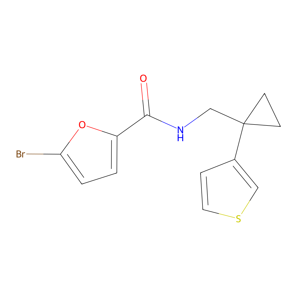 5-bromo-N-{[1-(thiophen-3-yl)cyclopropyl]methyl}furan-2-carboxamide molecular structure, CAS 2415569-45-6