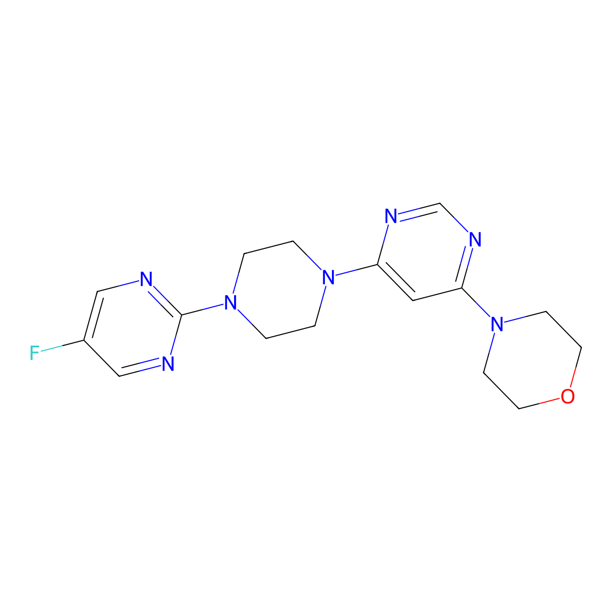 4-{6-[4-(5-Fluoropyrimidin-2-yl)piperazin-1-yl]pyrimidin-4-yl}morpholine molecular structure, CAS 2415569-57-0