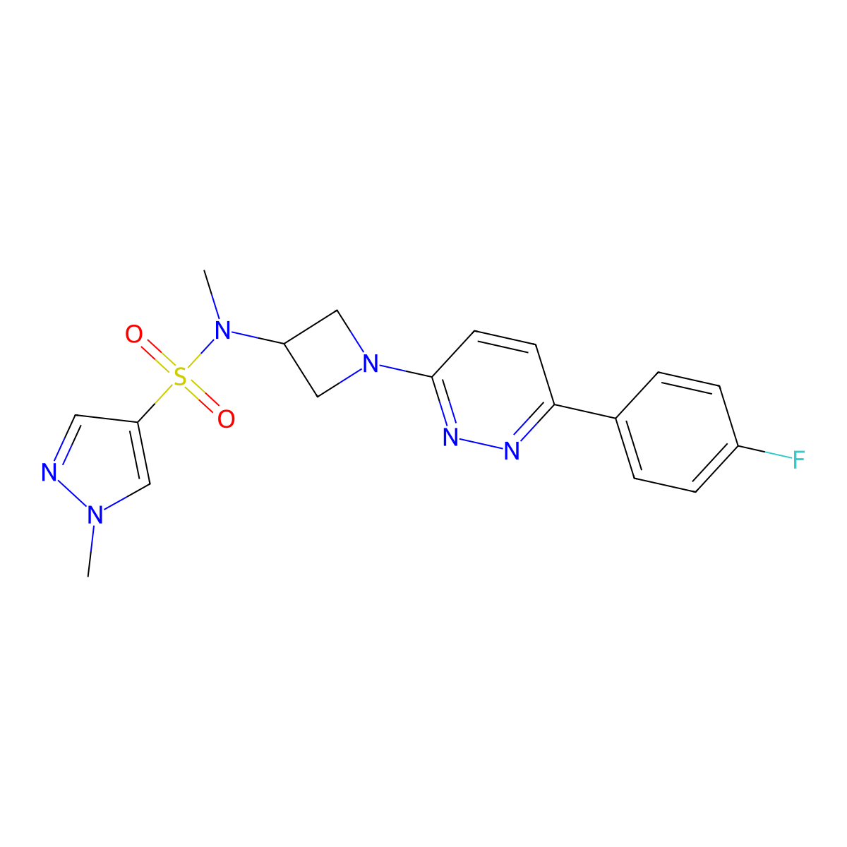N-{1-[6-(4-fluorophenyl)pyridazin-3-yl]azetidin-3-yl}-N,1-dimethyl-1H-pyrazole-4-sulfonamide molecular structure, CAS 2415569-58-1