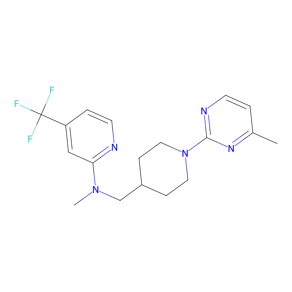 N-methyl-N-{[1-(4-methylpyrimidin-2-yl)piperidin-4-yl]methyl}-4-(trifluoromethyl)pyridin-2-amine molecular structure, CAS 2415569-59-2