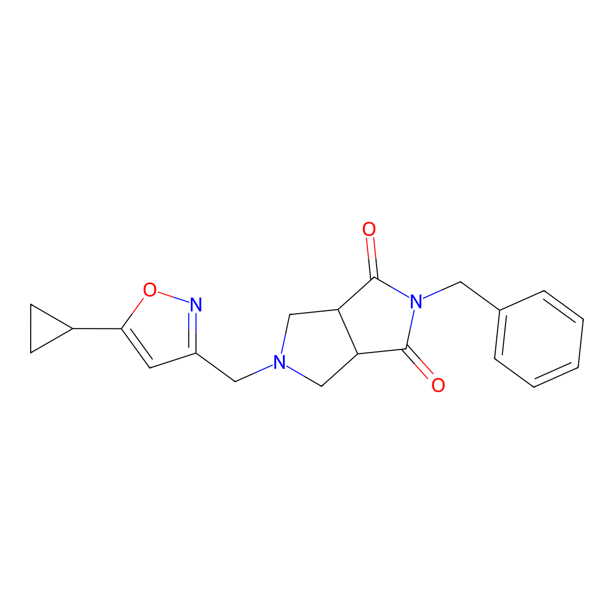 2-Benzyl-5-[(5-cyclopropyl-1,2-oxazol-3-yl)methyl]-octahydropyrrolo[3,4-c]pyrrole-1,3-dione molecular structure, CAS 2415569-63-8