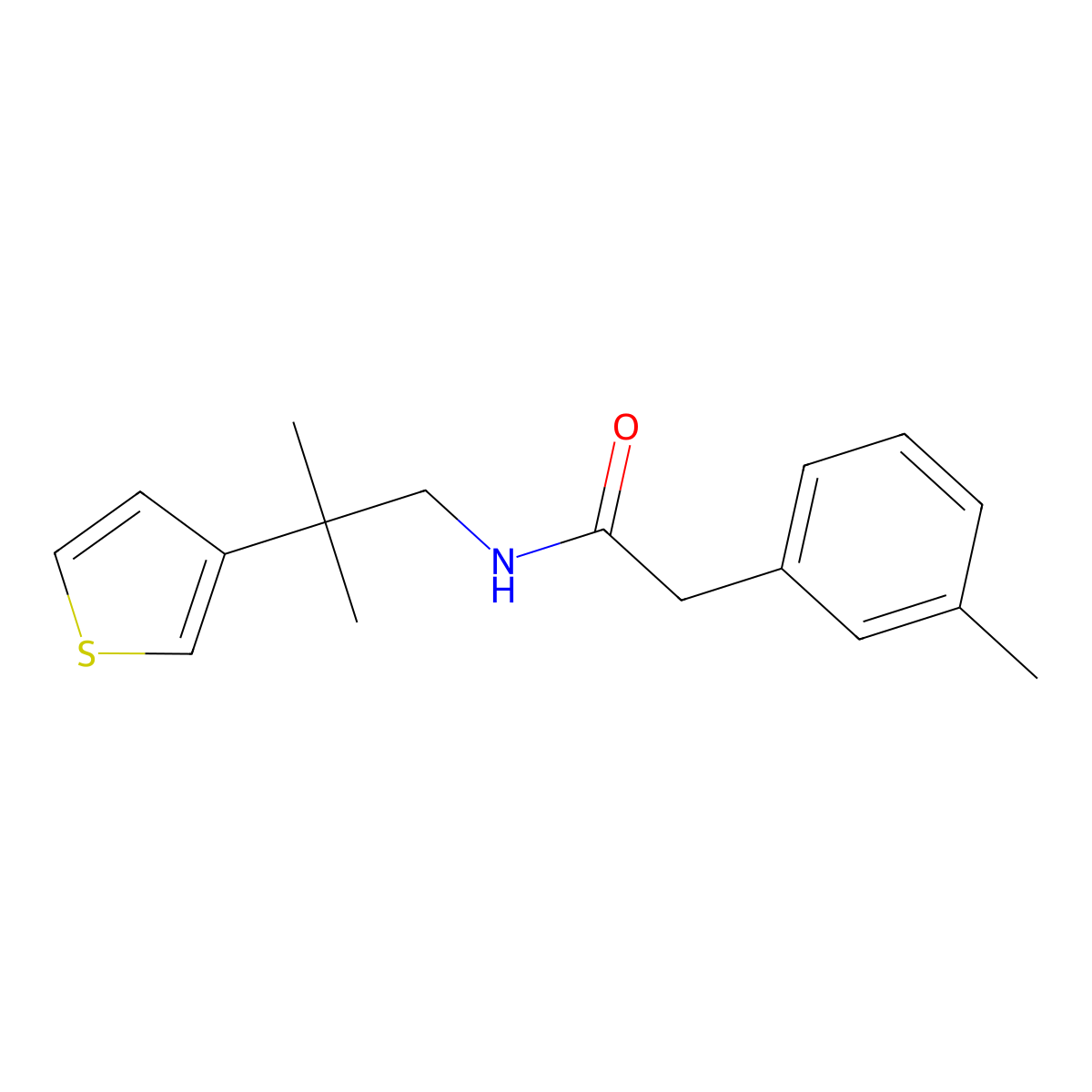 N-[2-methyl-2-(thiophen-3-yl)propyl]-2-(3-methylphenyl)acetamide molecular structure, CAS 2415569-68-3