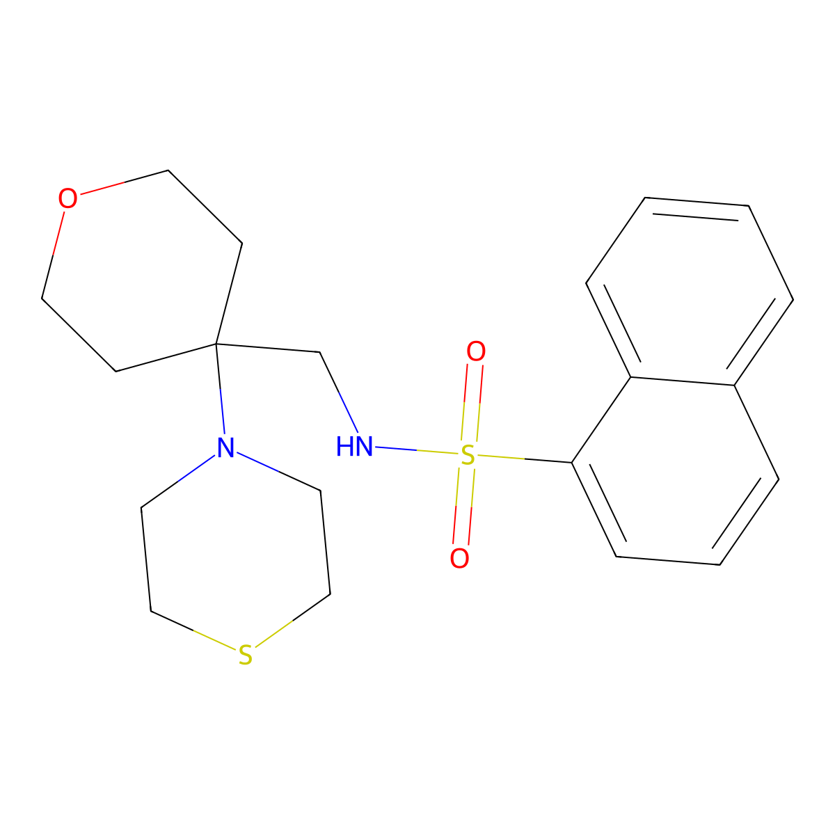 N-{[4-(thiomorpholin-4-yl)oxan-4-yl]methyl}naphthalene-1-sulfonamide molecular structure, CAS 2415569-75-2