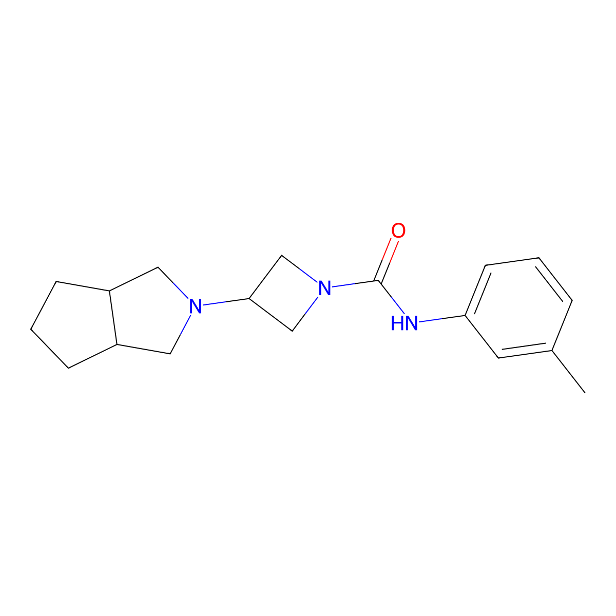N-(3-methylphenyl)-3-{octahydrocyclopenta[c]pyrrol-2-yl}azetidine-1-carboxamide molecular structure, CAS 2415569-81-0