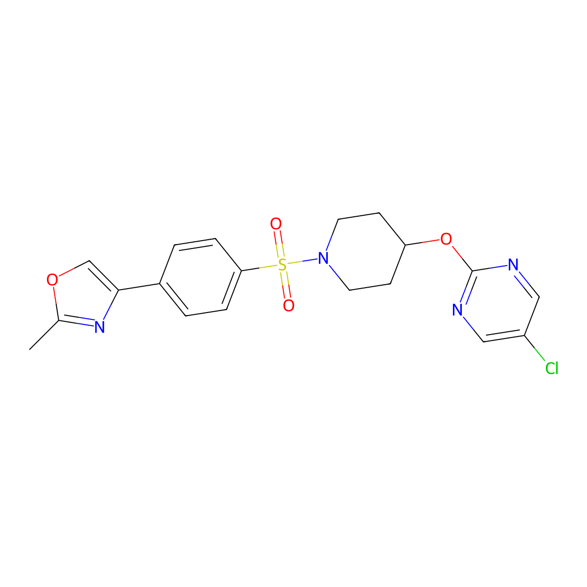 5-Chloro-2-({1-[4-(2-methyl-1,3-oxazol-4-yl)benzenesulfonyl]piperidin-4-yl}oxy)pyrimidine molecular structure, CAS 2415569-86-5