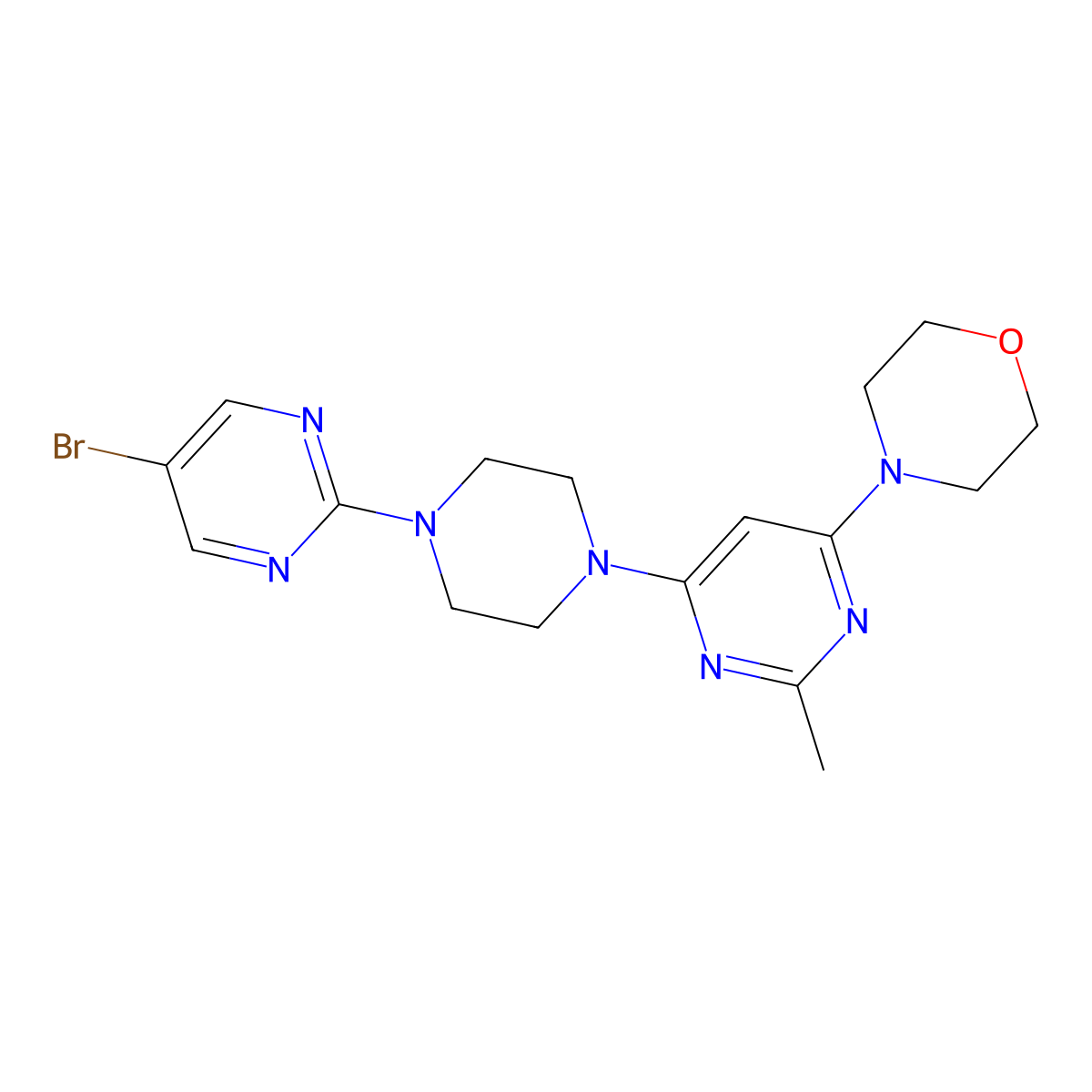 4-{6-[4-(5-Bromopyrimidin-2-yl)piperazin-1-yl]-2-methylpyrimidin-4-yl}morpholine molecular structure, CAS 2415569-87-6