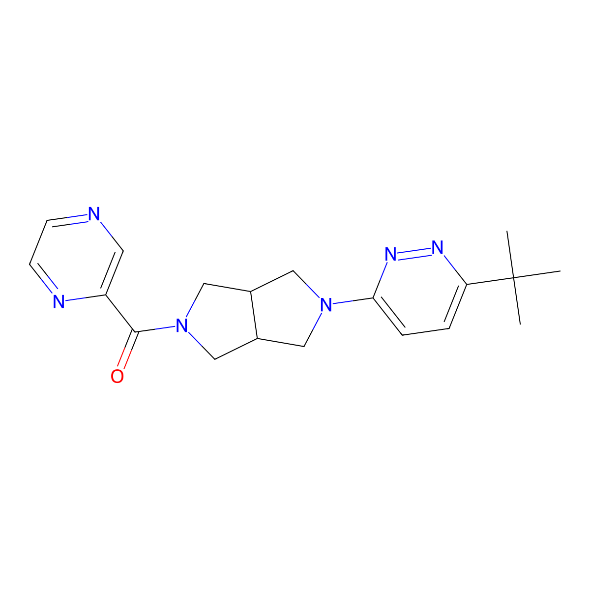 3-Tert-butyl-6-[5-(pyrazine-2-carbonyl)-octahydropyrrolo[3,4-c]pyrrol-2-yl]pyridazine molecular structure, CAS 2415569-92-3