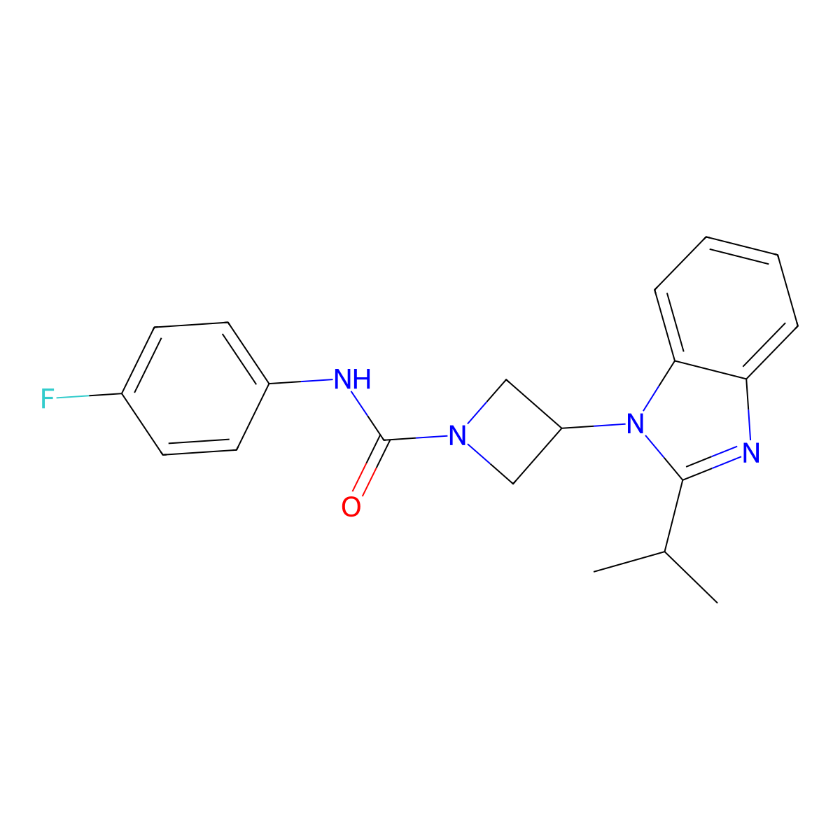 N-(4-fluorophenyl)-3-[2-(propan-2-yl)-1H-1,3-benzodiazol-1-yl]azetidine-1-carboxamide molecular structure, CAS 2415570-08-8