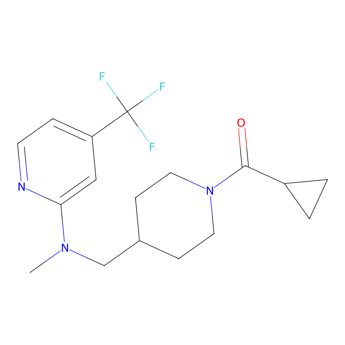 N-[(1-cyclopropanecarbonylpiperidin-4-yl)methyl]-N-methyl-4-(trifluoromethyl)pyridin-2-amine molecular structure, CAS 2415570-09-9