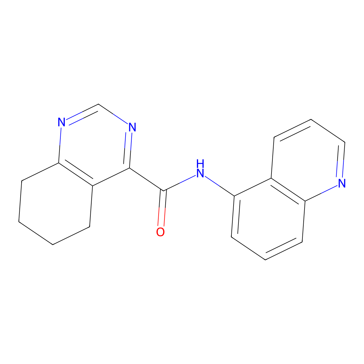 N-(quinolin-5-yl)-5,6,7,8-tetrahydroquinazoline-4-carboxamide molecular structure, CAS 2415570-15-7