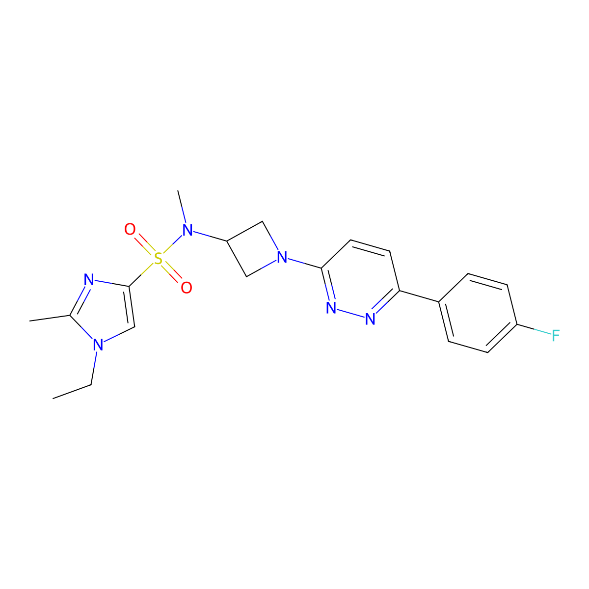 1-ethyl-N-{1-[6-(4-fluorophenyl)pyridazin-3-yl]azetidin-3-yl}-N,2-dimethyl-1H-imidazole-4-sulfonamide molecular structure, CAS 2415570-18-0