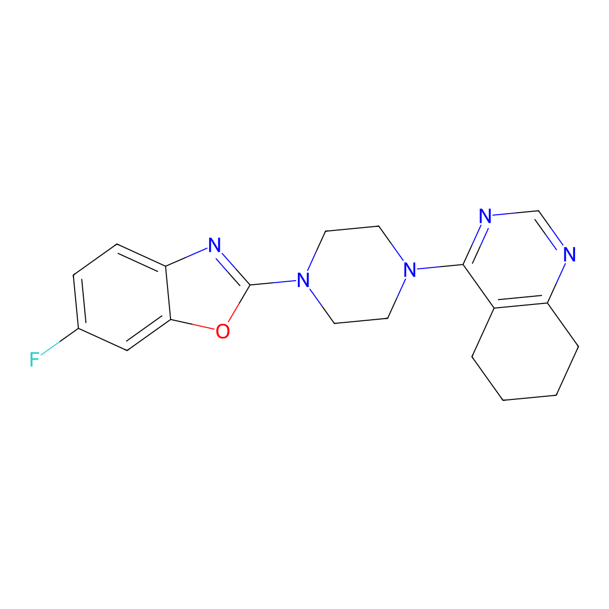4-[4-(6-Fluoro-1,3-benzoxazol-2-yl)piperazin-1-yl]-5,6,7,8-tetrahydroquinazoline molecular structure, CAS 2415570-26-0