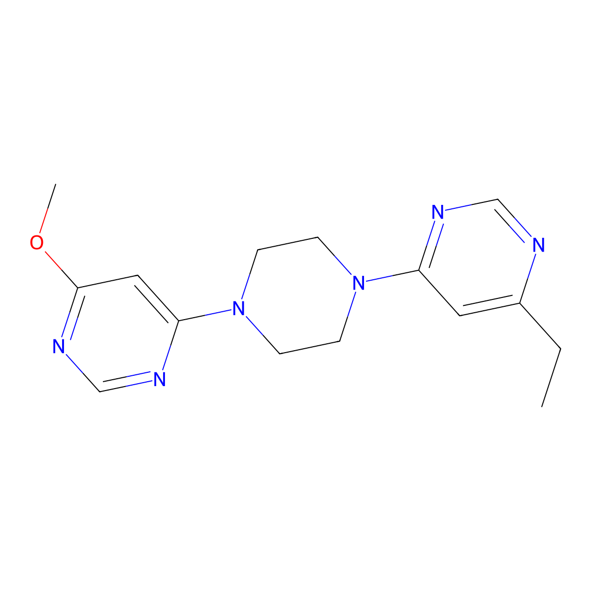 4-Ethyl-6-[4-(6-methoxypyrimidin-4-yl)piperazin-1-yl]pyrimidine molecular structure, CAS 2415570-29-3
