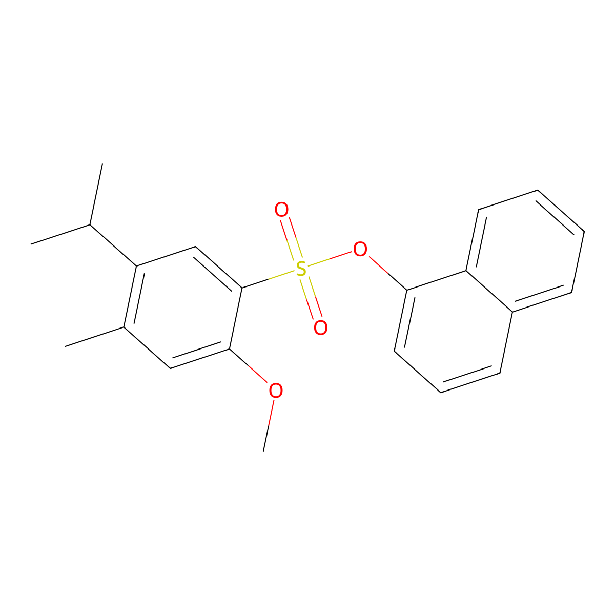 Naphthalen-1-yl 2-methoxy-4-methyl-5-(propan-2-yl)benzene-1-sulfonate molecular structure, CAS 2415570-42-0