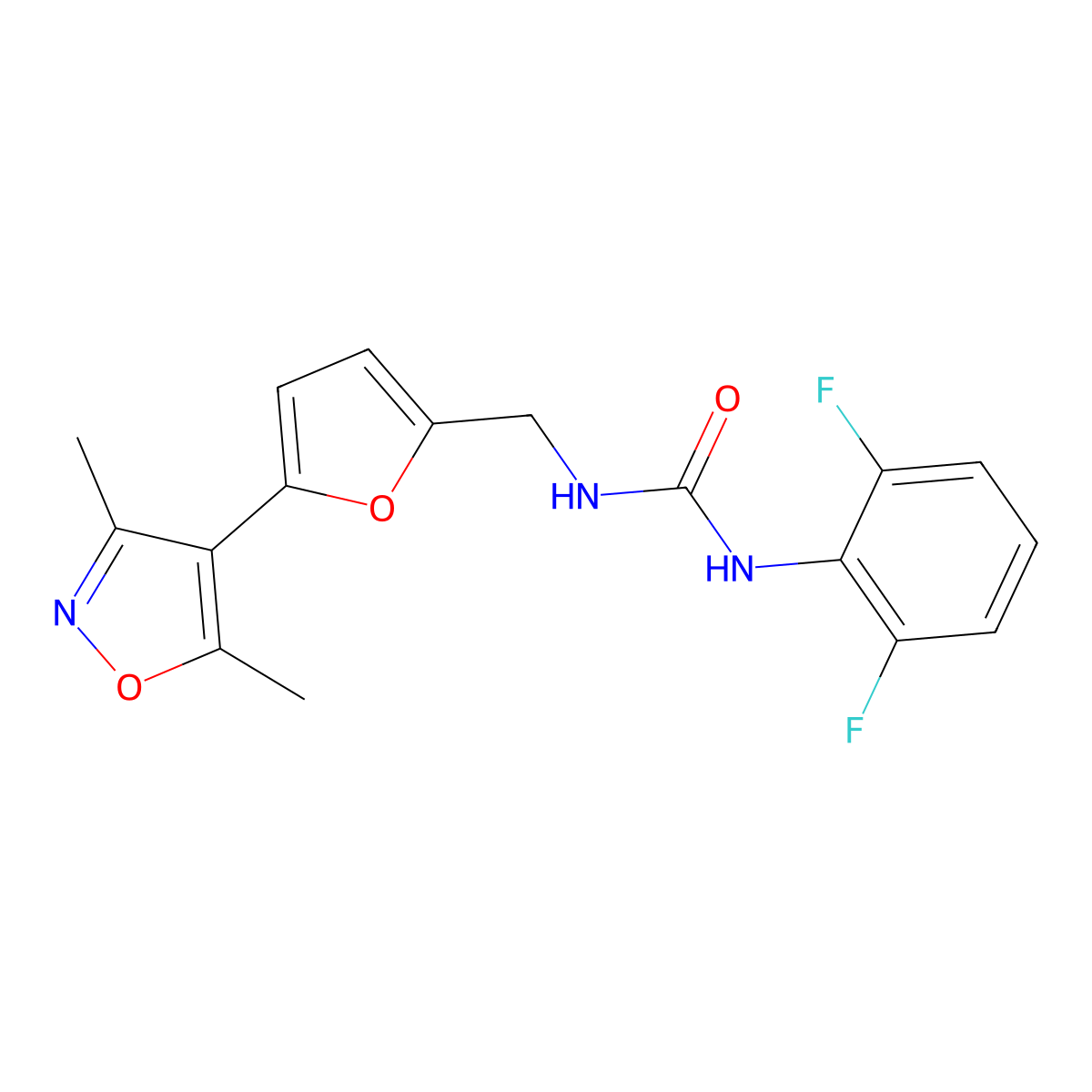 1-(2,6-Difluorophenyl)-3-{[5-(3,5-dimethyl-1,2-oxazol-4-yl)furan-2-yl]methyl}urea molecular structure, CAS 2415570-43-1