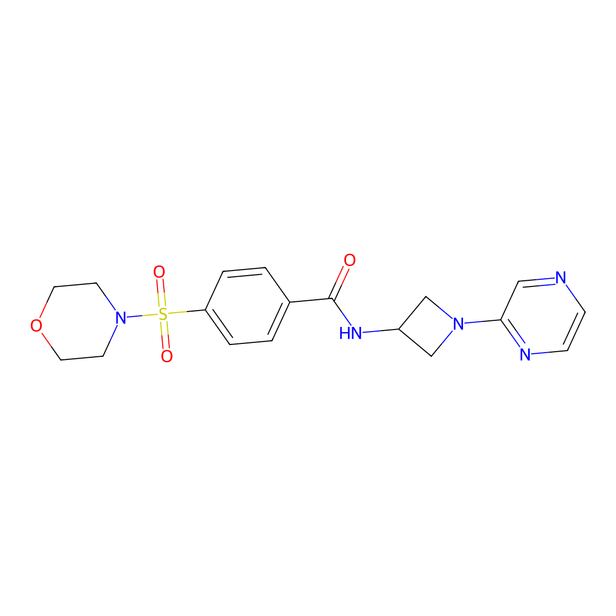 4-(morpholine-4-sulfonyl)-N-[1-(pyrazin-2-yl)azetidin-3-yl]benzamide molecular structure, CAS 2415570-45-3