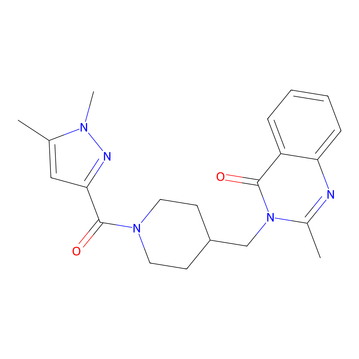 3-{[1-(1,5-dimethyl-1H-pyrazole-3-carbonyl)piperidin-4-yl]methyl}-2-methyl-3,4-dihydroquinazolin-4-one molecular structure, CAS 2415570-46-4