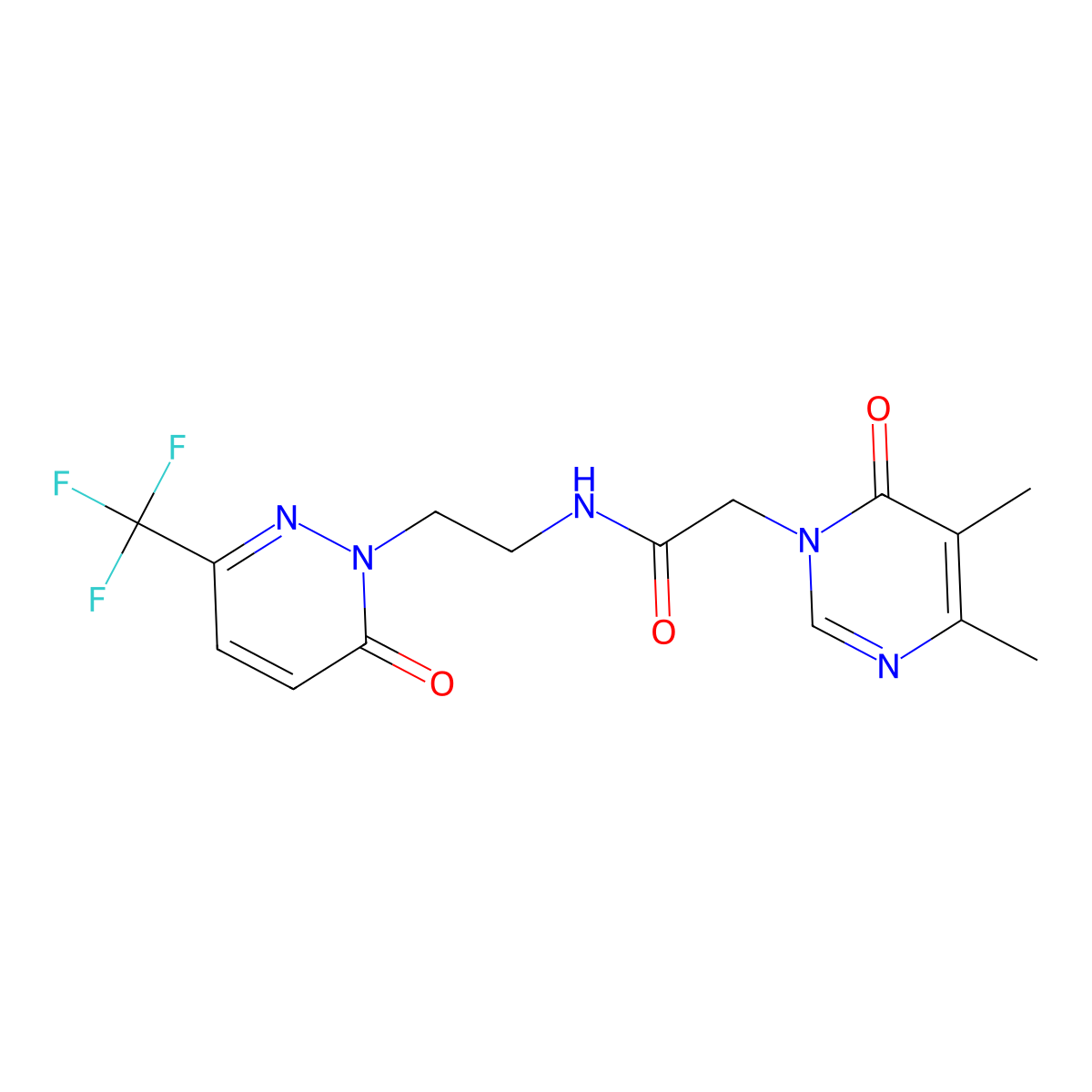 2-(4,5-dimethyl-6-oxo-1,6-dihydropyrimidin-1-yl)-N-{2-[6-oxo-3-(trifluoromethyl)-1,6-dihydropyridazin-1-yl]ethyl}acetamide molecular structure, CAS 2415570-47-5