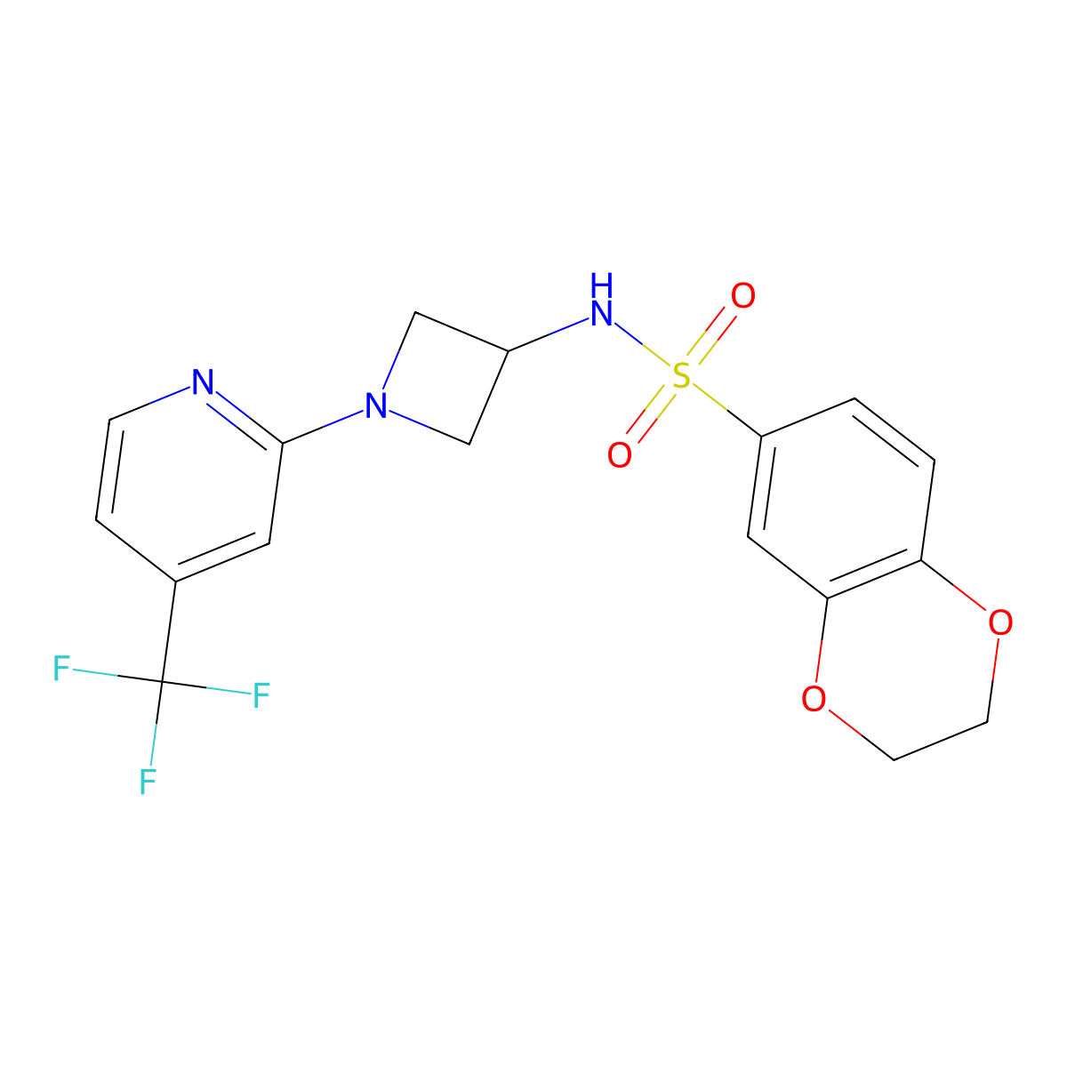 N-{1-[4-(trifluoromethyl)pyridin-2-yl]azetidin-3-yl}-2,3-dihydro-1,4-benzodioxine-6-sulfonamide molecular structure, CAS 2415570-59-9