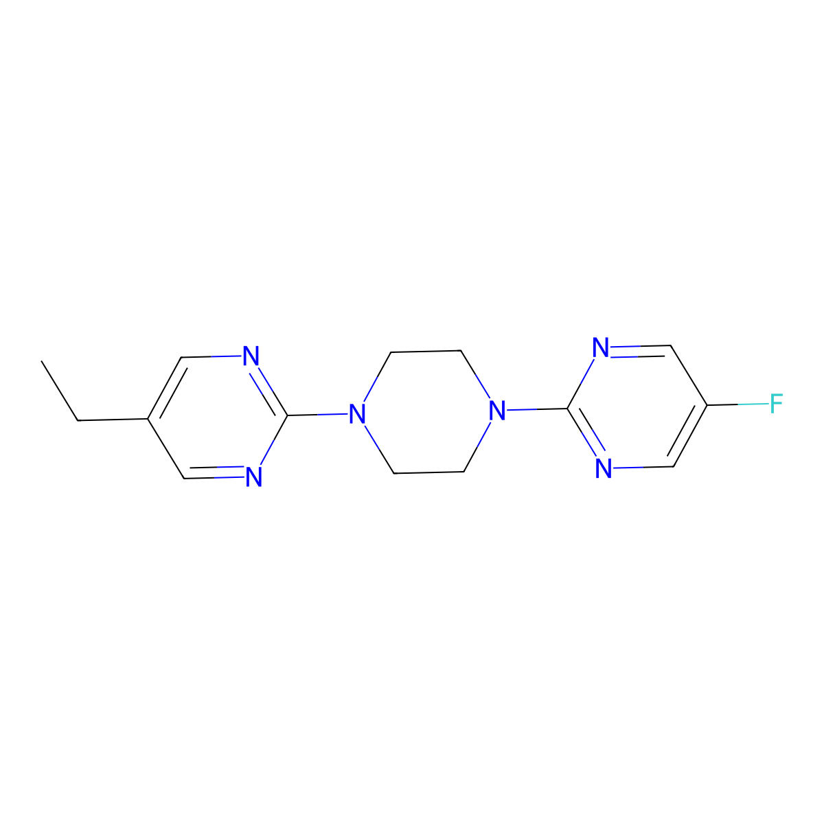 5-Ethyl-2-[4-(5-fluoropyrimidin-2-yl)piperazin-1-yl]pyrimidine molecular structure, CAS 2415570-61-3