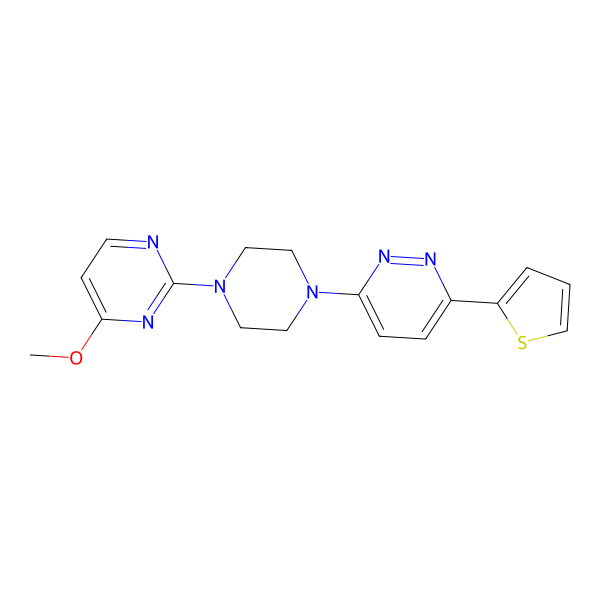 3-[4-(4-Methoxypyrimidin-2-yl)piperazin-1-yl]-6-(thiophen-2-yl)pyridazine molecular structure, CAS 2415570-62-4