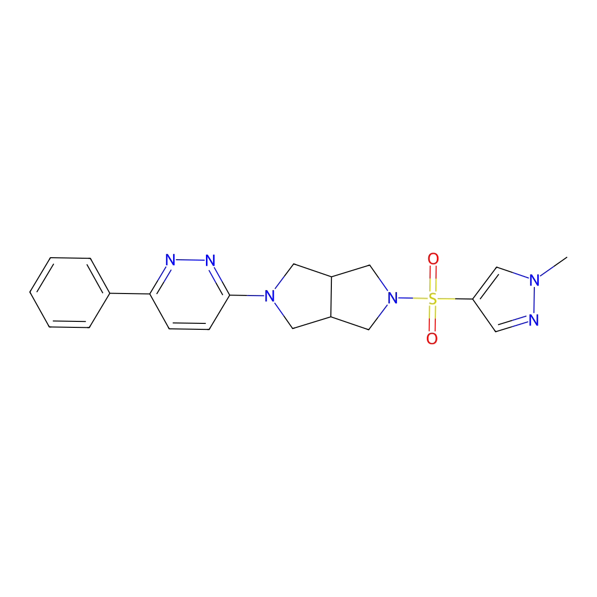 3-{5-[(1-methyl-1H-pyrazol-4-yl)sulfonyl]-octahydropyrrolo[3,4-c]pyrrol-2-yl}-6-phenylpyridazine molecular structure, CAS 2415570-64-6