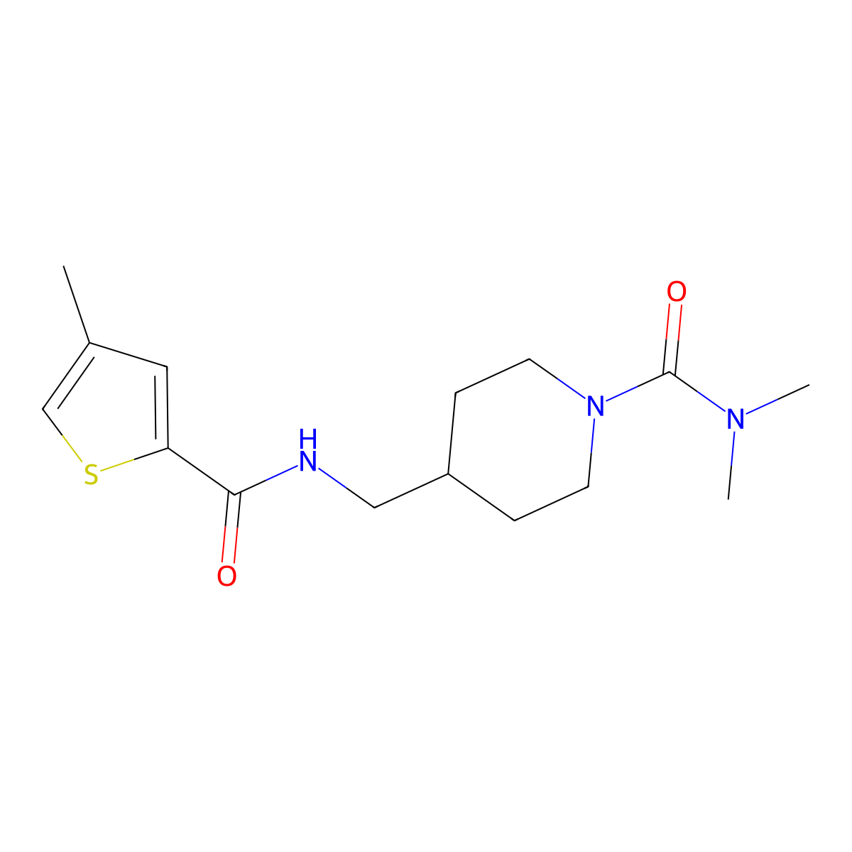 N,N-dimethyl-4-{[(4-methylthiophen-2-yl)formamido]methyl}piperidine-1-carboxamide molecular structure, CAS 2415570-70-4