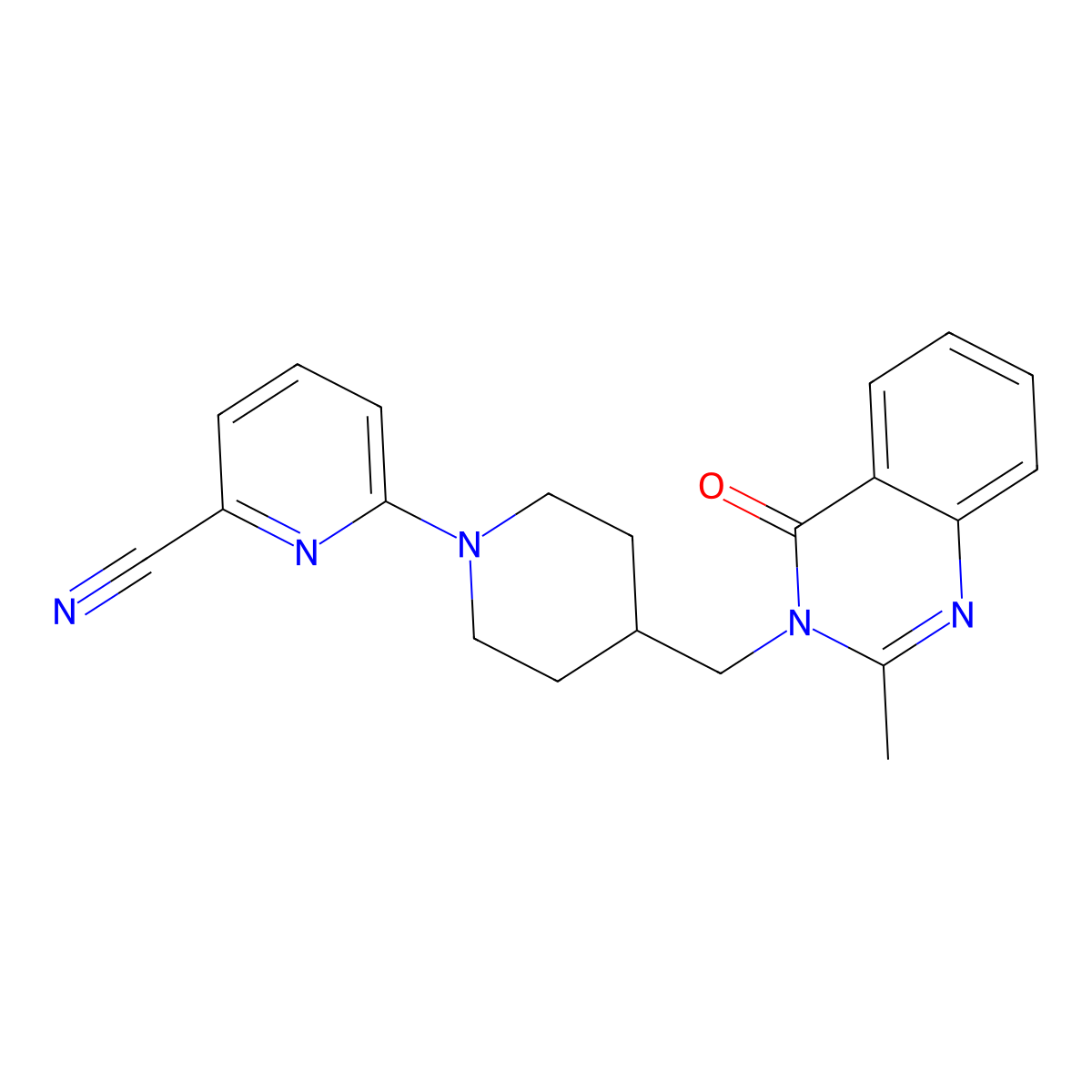 6-{4-[(2-Methyl-4-oxo-3,4-dihydroquinazolin-3-yl)methyl]piperidin-1-yl}pyridine-2-carbonitrile molecular structure, CAS 2415570-72-6