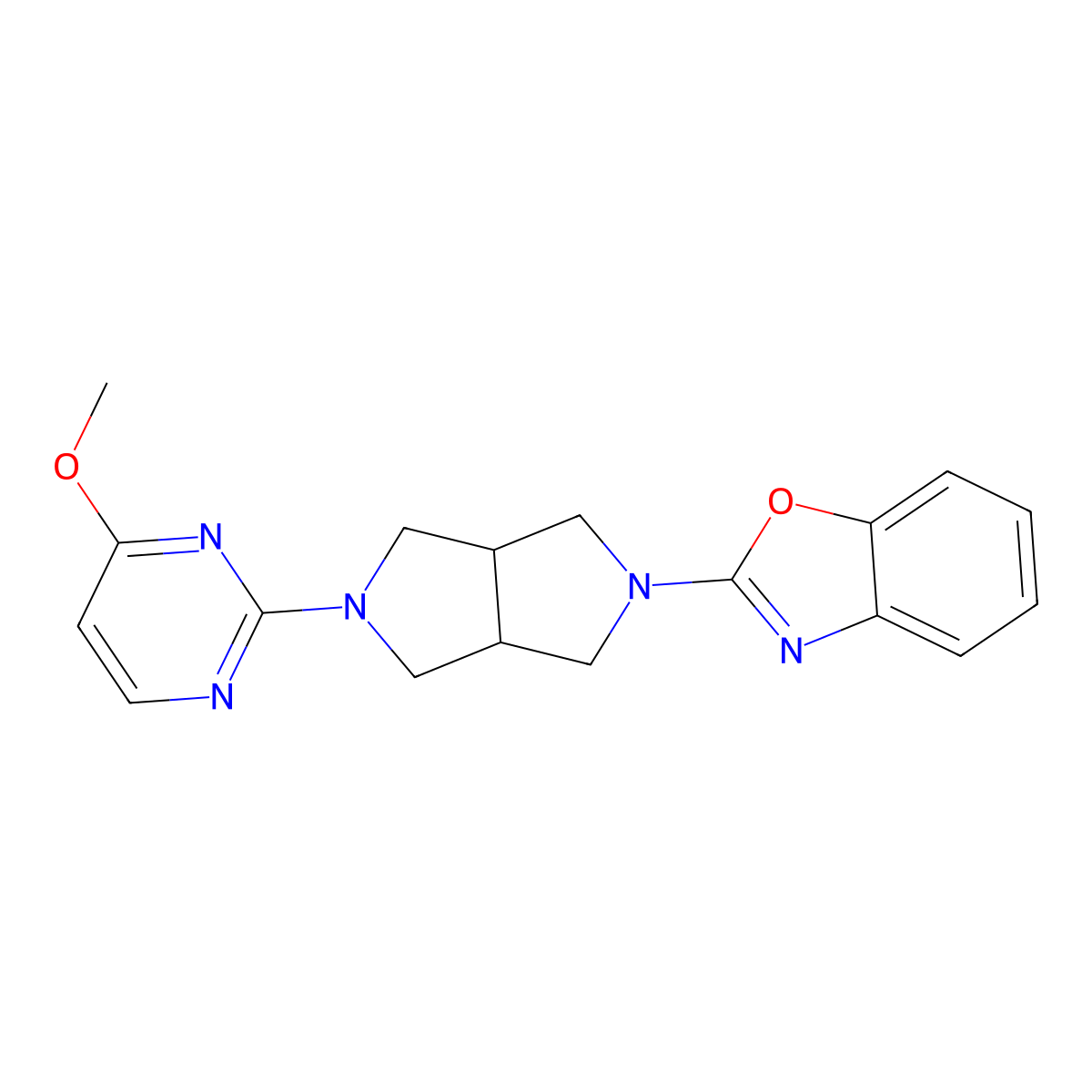 2-[5-(4-Methoxypyrimidin-2-yl)-octahydropyrrolo[3,4-c]pyrrol-2-yl]-1,3-benzoxazole molecular structure, CAS 2415570-80-6