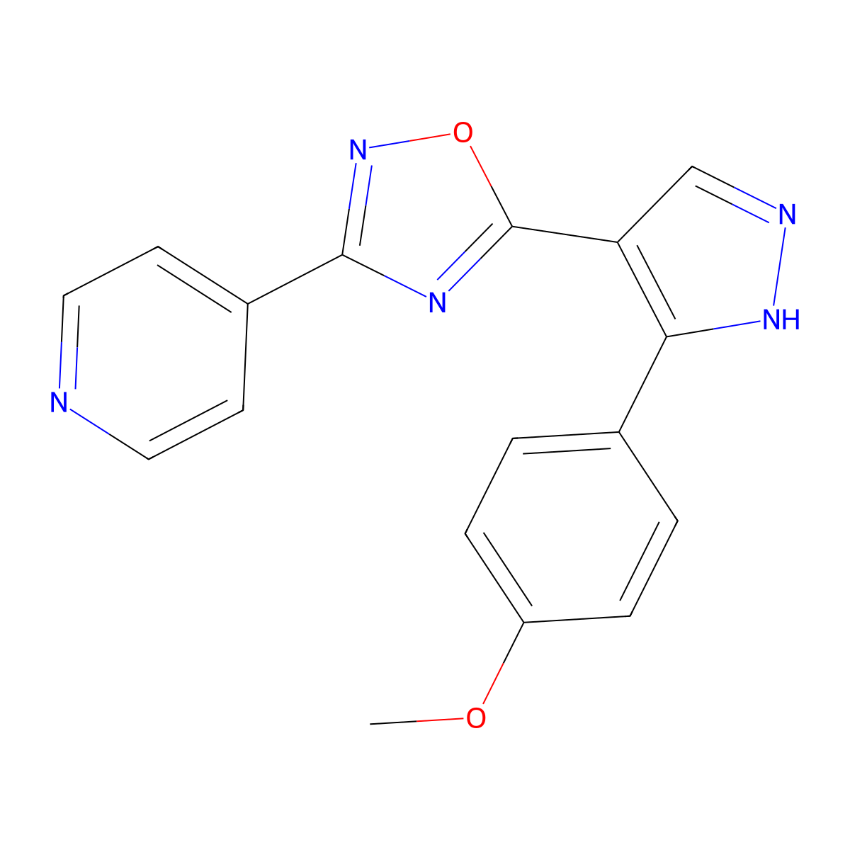 4-{5-[3-(4-methoxyphenyl)-1H-pyrazol-4-yl]-1,2,4-oxadiazol-3-yl}pyridine molecular structure, CAS 2415570-81-7