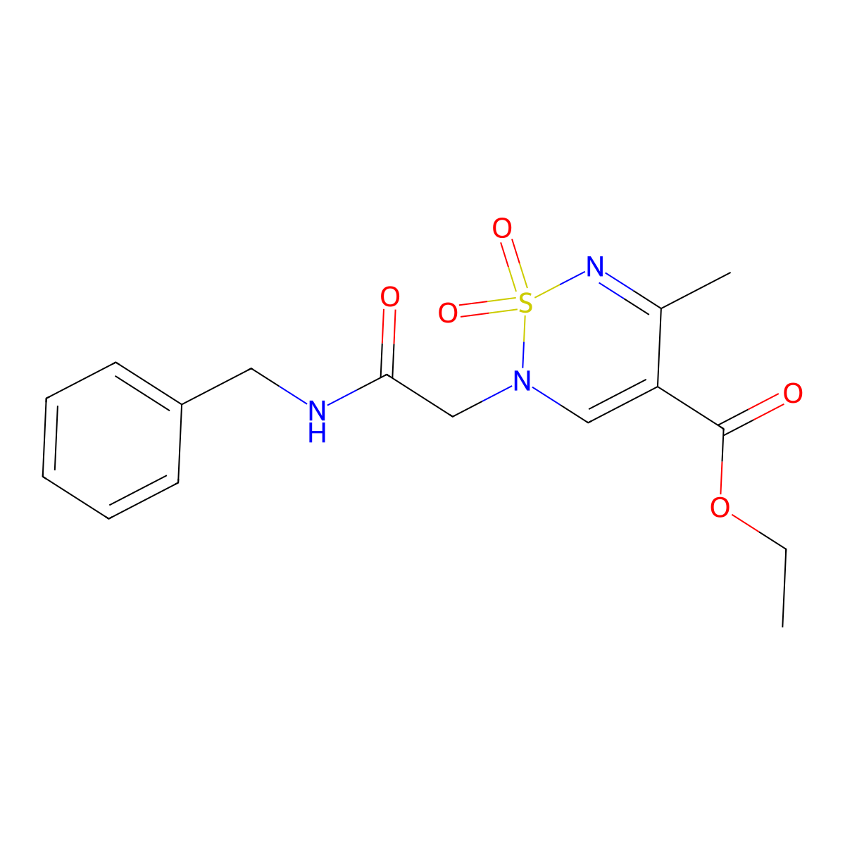 ethyl 2-[(benzylcarbamoyl)methyl]-5-methyl-1,1-dioxo-2H-1lambda6,2,6-thiadiazine-4-carboxylate molecular structure, CAS 2415570-82-8