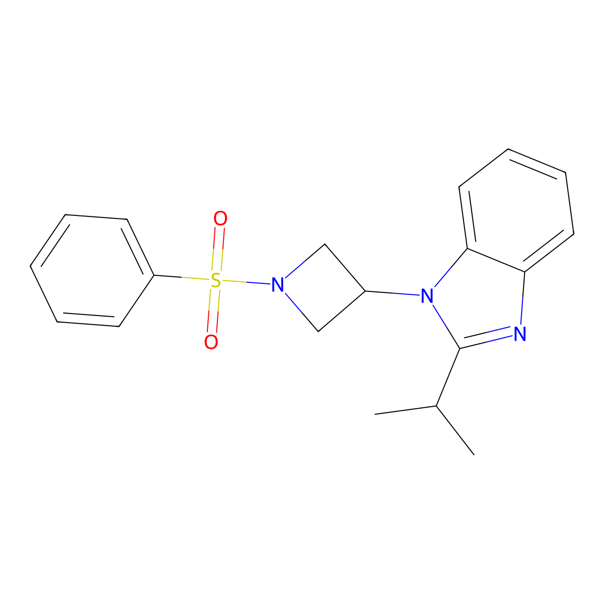 1-[1-(benzenesulfonyl)azetidin-3-yl]-2-(propan-2-yl)-1H-1,3-benzodiazole molecular structure, CAS 2415570-85-1