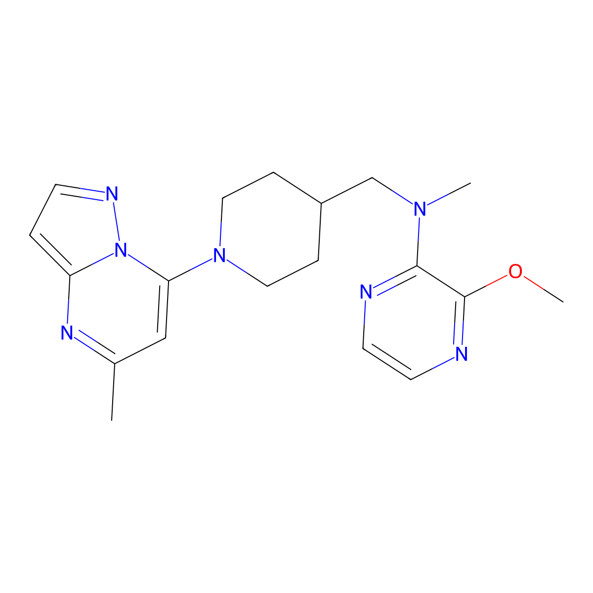 3-methoxy-N-methyl-N-[(1-{5-methylpyrazolo[1,5-a]pyrimidin-7-yl}piperidin-4-yl)methyl]pyrazin-2-amine molecular structure, CAS 2415570-92-0