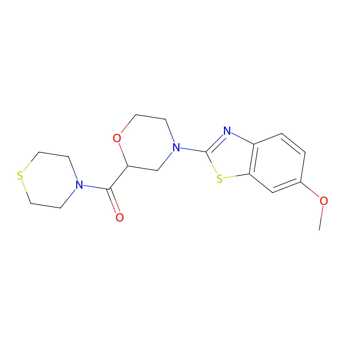 6-Methoxy-2-[2-(thiomorpholine-4-carbonyl)morpholin-4-yl]-1,3-benzothiazole molecular structure, CAS 2415570-95-3