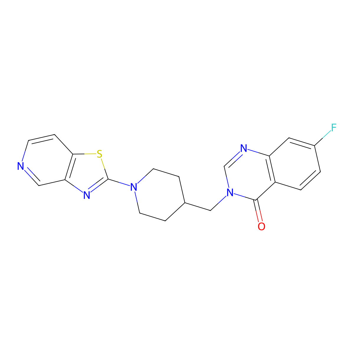 7-Fluoro-3-[(1-{[1,3]thiazolo[4,5-c]pyridin-2-yl}piperidin-4-yl)methyl]-3,4-dihydroquinazolin-4-one molecular structure, CAS 2415570-97-5