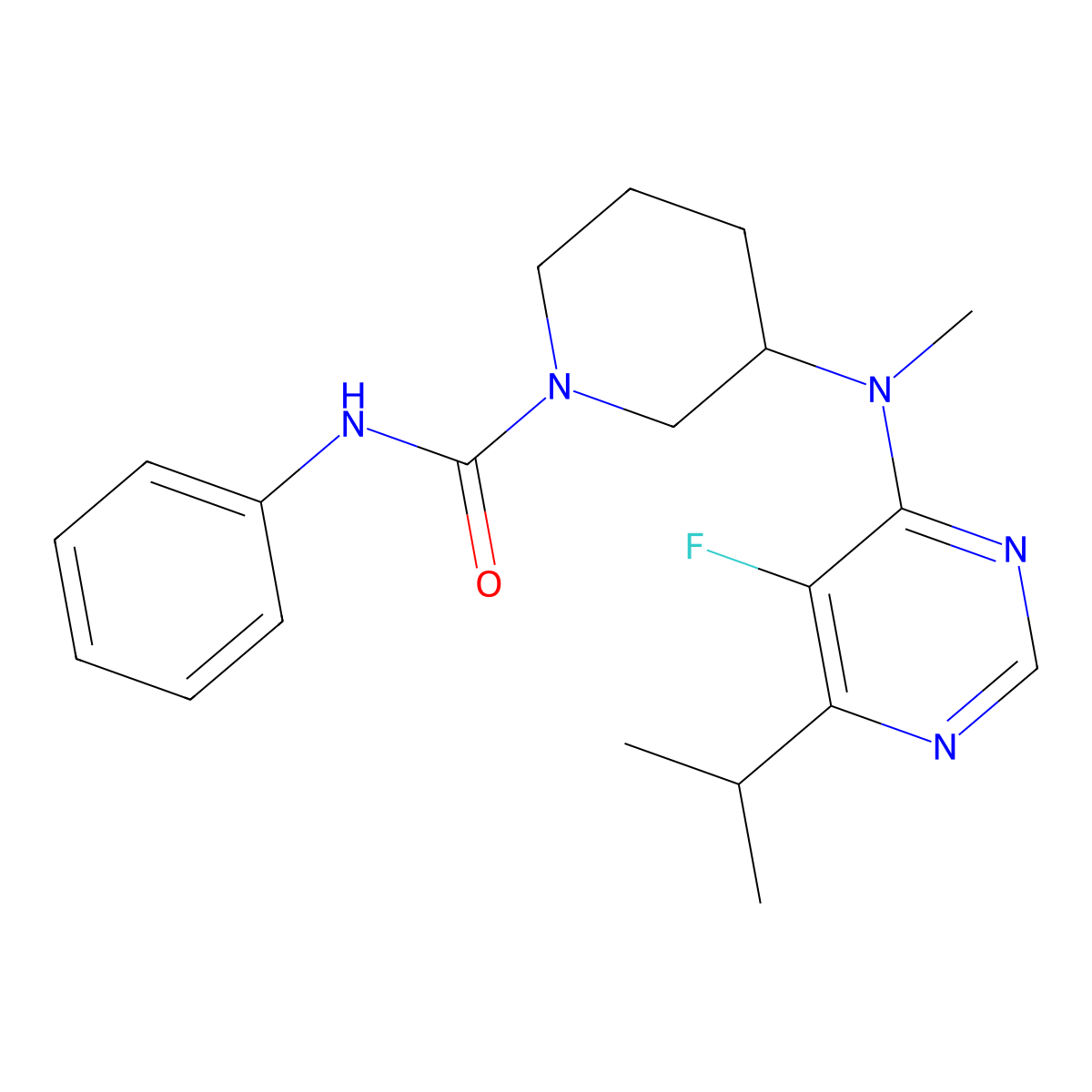 3-{[5-fluoro-6-(propan-2-yl)pyrimidin-4-yl](methyl)amino}-N-phenylpiperidine-1-carboxamide molecular structure, CAS 2415571-01-4